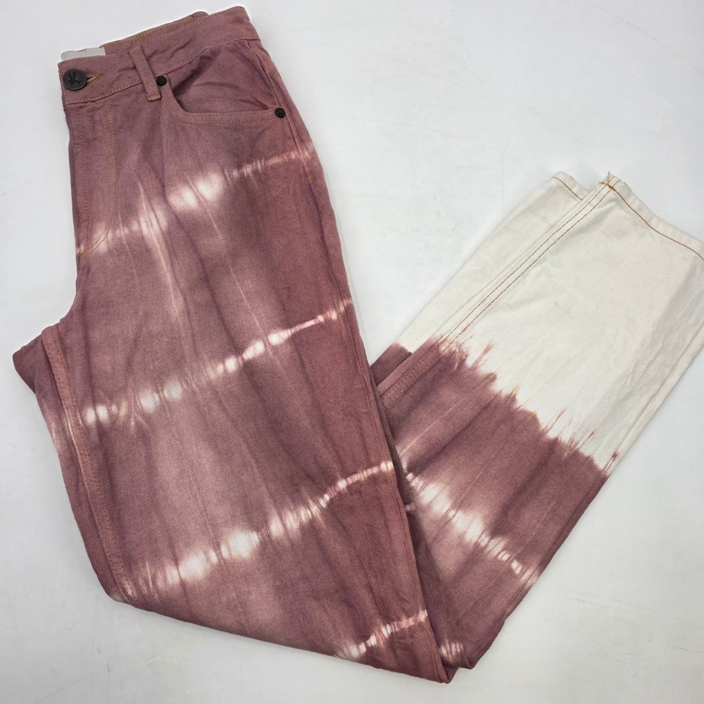 ONE TEASPOON FREE PEOPLE TIE DYE JEANS WOMENS SIZE 26 MAUVE WHITE 1982 STRAIGHT